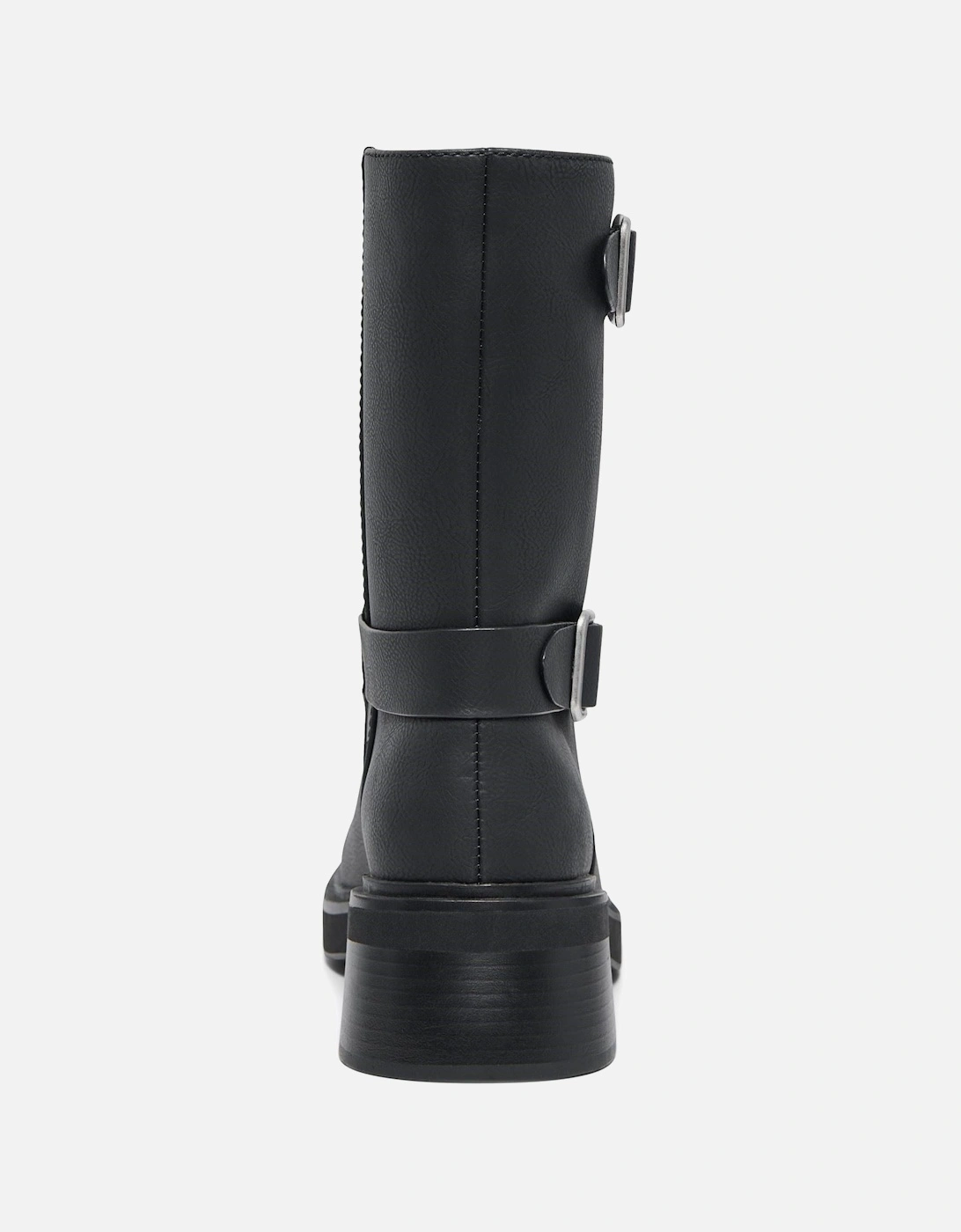 BUTTER-2 Polyurethane Women's Black Heeled Mid Calf Boots