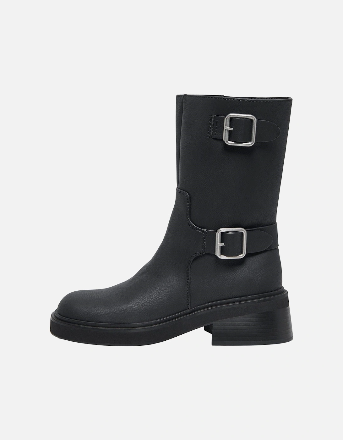 BUTTER-2 Polyurethane Women's Black Heeled Mid Calf Boots