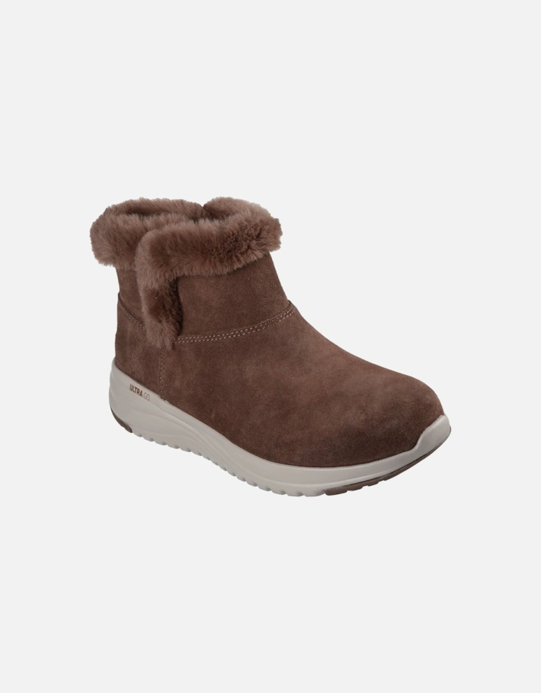 On-the-GO Stellar - Cozy Step Leather Women's Chocolate Winter Ankle Boots