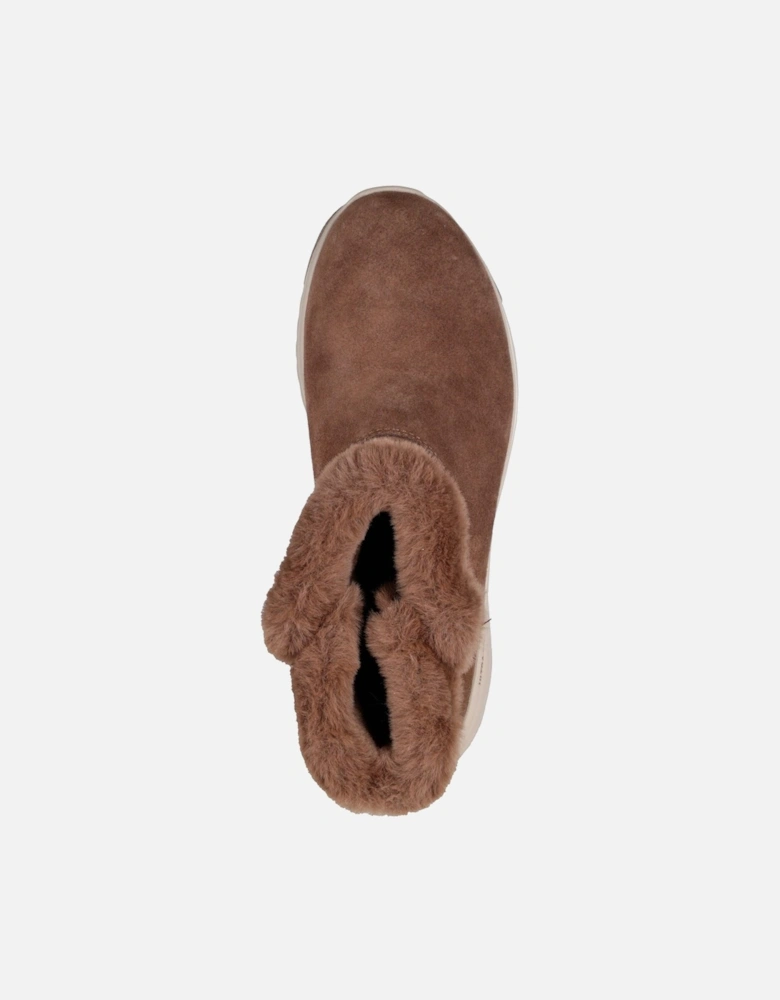 On-the-GO Stellar - Cozy Step Leather Women's Chocolate Winter Ankle Boots
