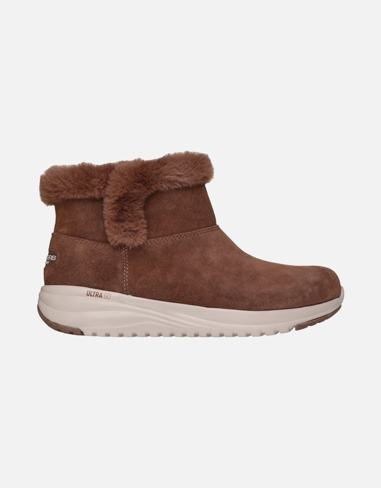 On-the-GO Stellar - Cozy Step Leather Women's Chocolate Winter Ankle Boots