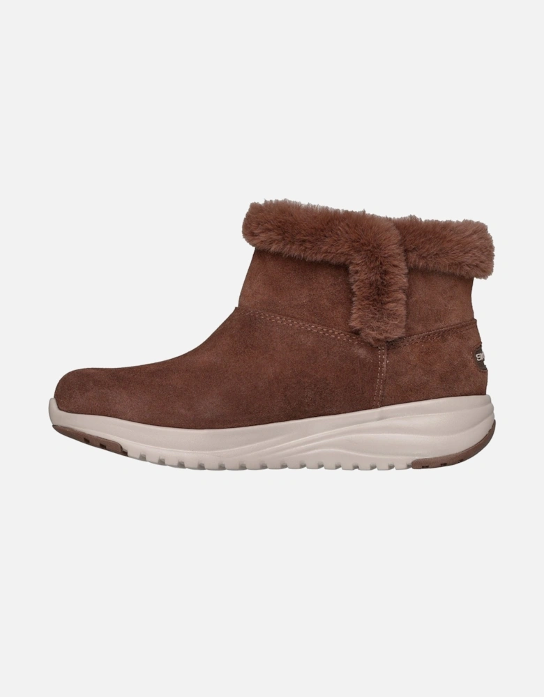 On-the-GO Stellar - Cozy Step Leather Women's Chocolate Winter Ankle Boots