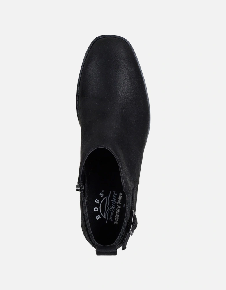 BOBS Wander Luxe Textile Women's Black Heeled Ankle Boots
