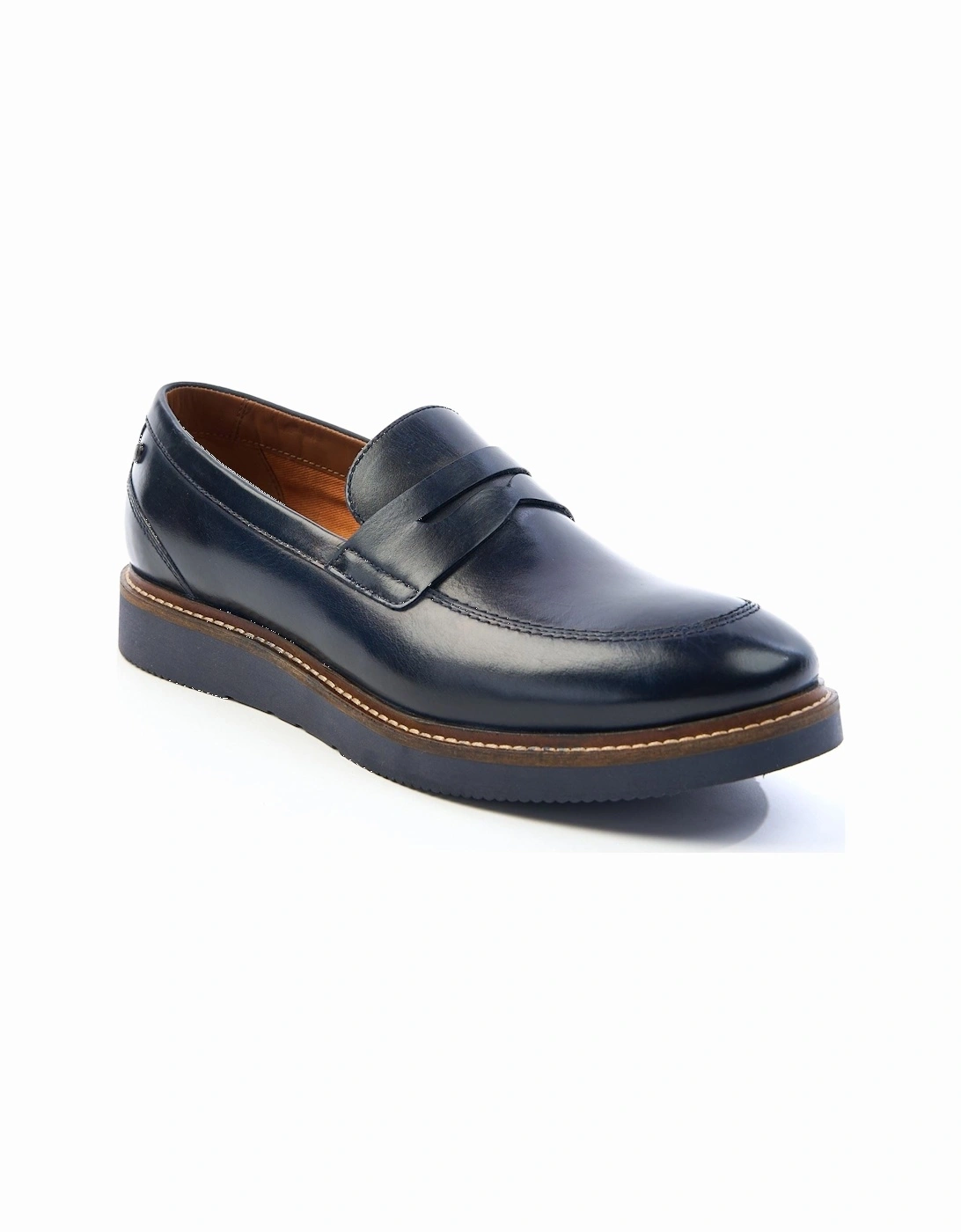 London Sid Leather Men's Navy Loafers, 7 of 6