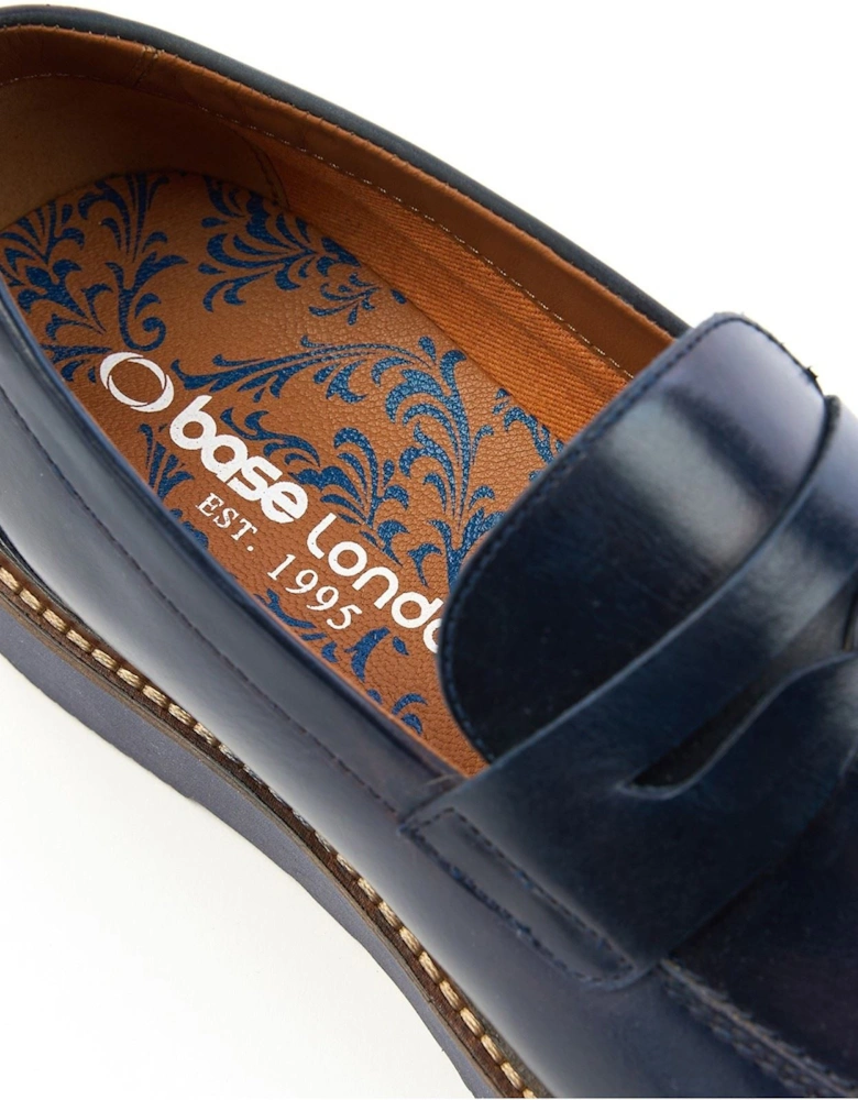 London Sid Leather Men's Navy Loafers