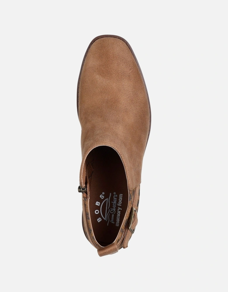 BOBS Wander Luxe Textile Women's Chestnut Heeled Ankle Boots