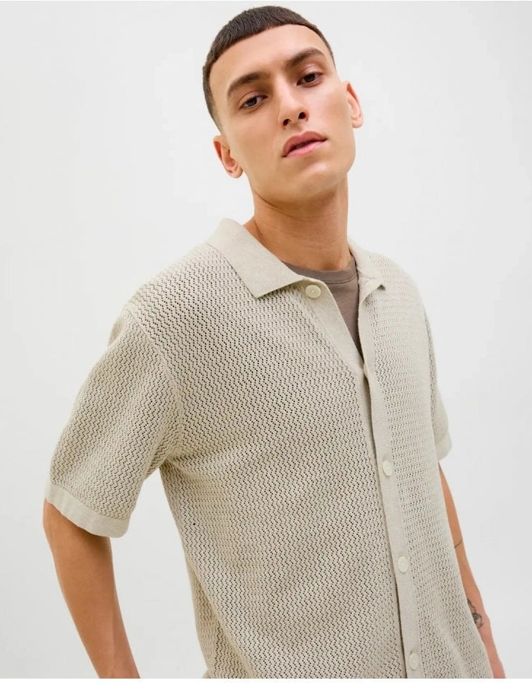 Jprblaarto Knit Polo Short Sleeve Whitecap Gray Melange