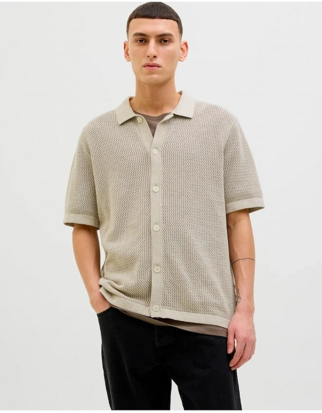 Jprblaarto Knit Polo Short Sleeve Whitecap Gray Melange