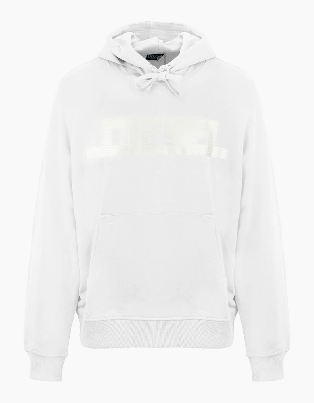 Diesel Men's White Monotone Logo Bright Hoodie  42 Xl