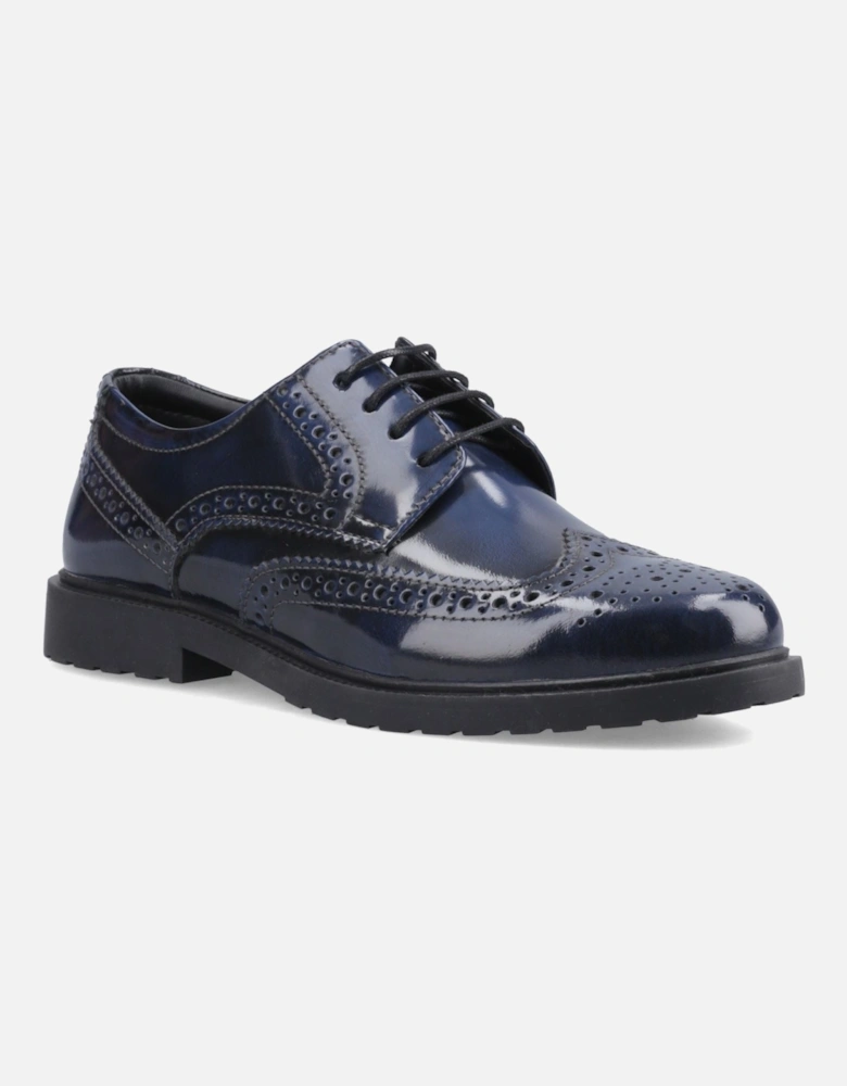 Verity Hi-Shine Leather Women's Navy Brogues Shoes