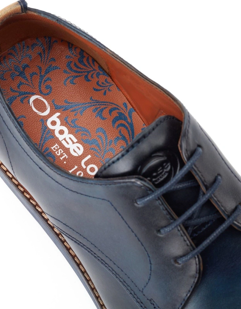 London Roly Leather Men's Navy Lace-Up Shoes