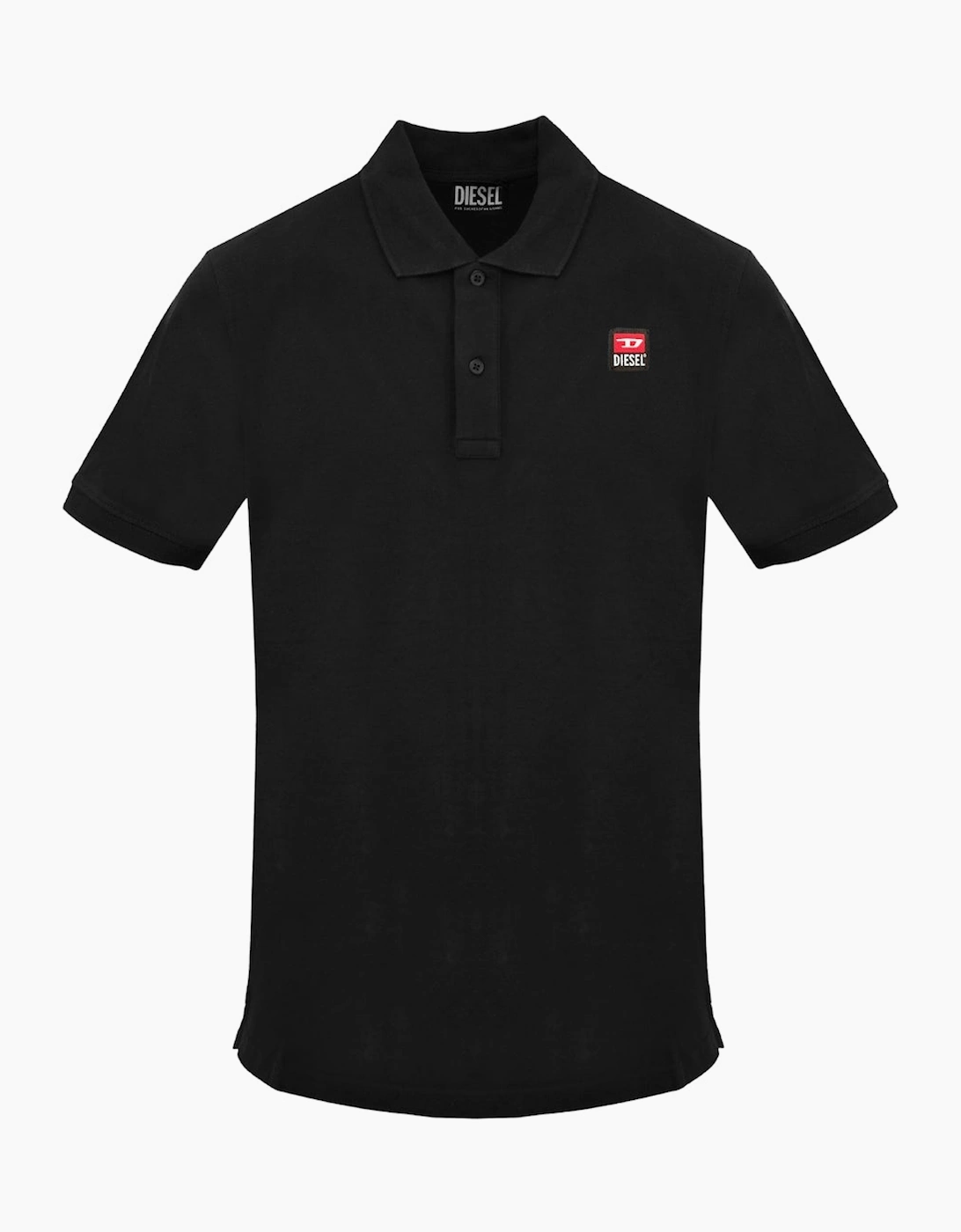 Diesel Men's Black Patch Logo Caviar Polo Shirt  44 Xxl