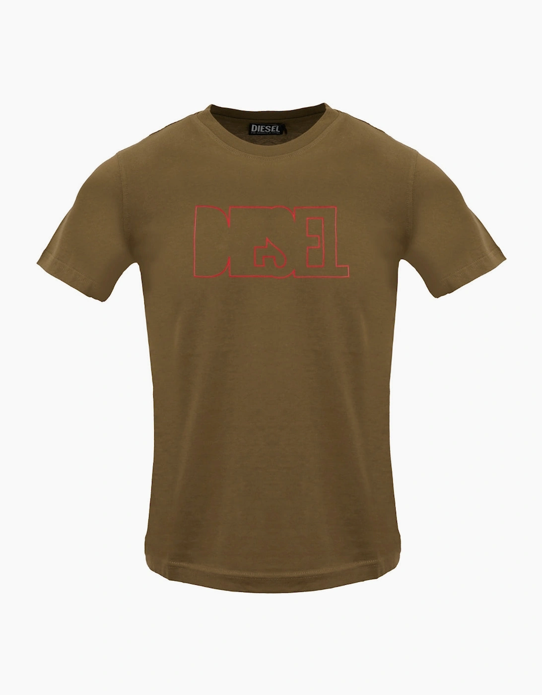 Diesel Men's Tan Outlined Logo Brown Coffee Liqueur T-Shirt  44 Xxl