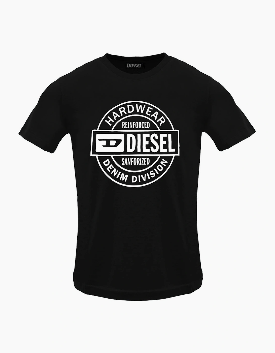 Diesel Men's Black Circle Hardwear Logo Caviar T-Shirt  36 S