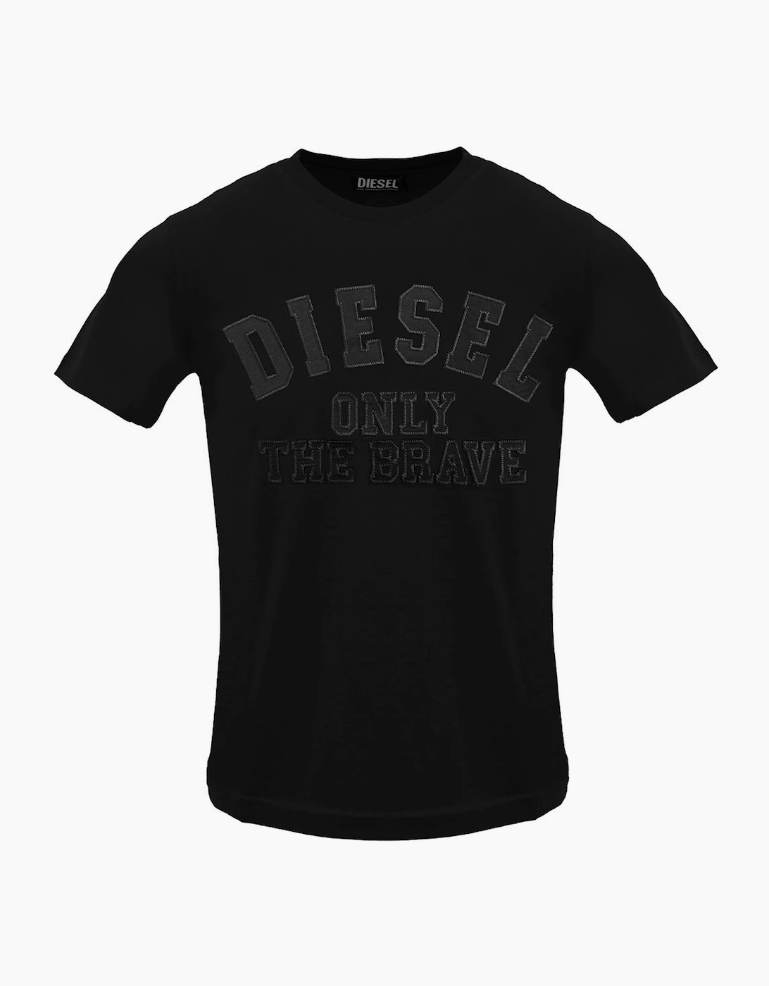 Diesel Men's Black Monotone Embossed Logo Caviar T-Shirt  42 Xl