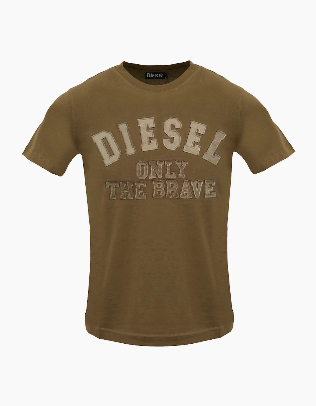 Diesel Men's Tan Monotone Embossed Logo Brown Coffee Liqueur T-Shirt - : 44 Xxl