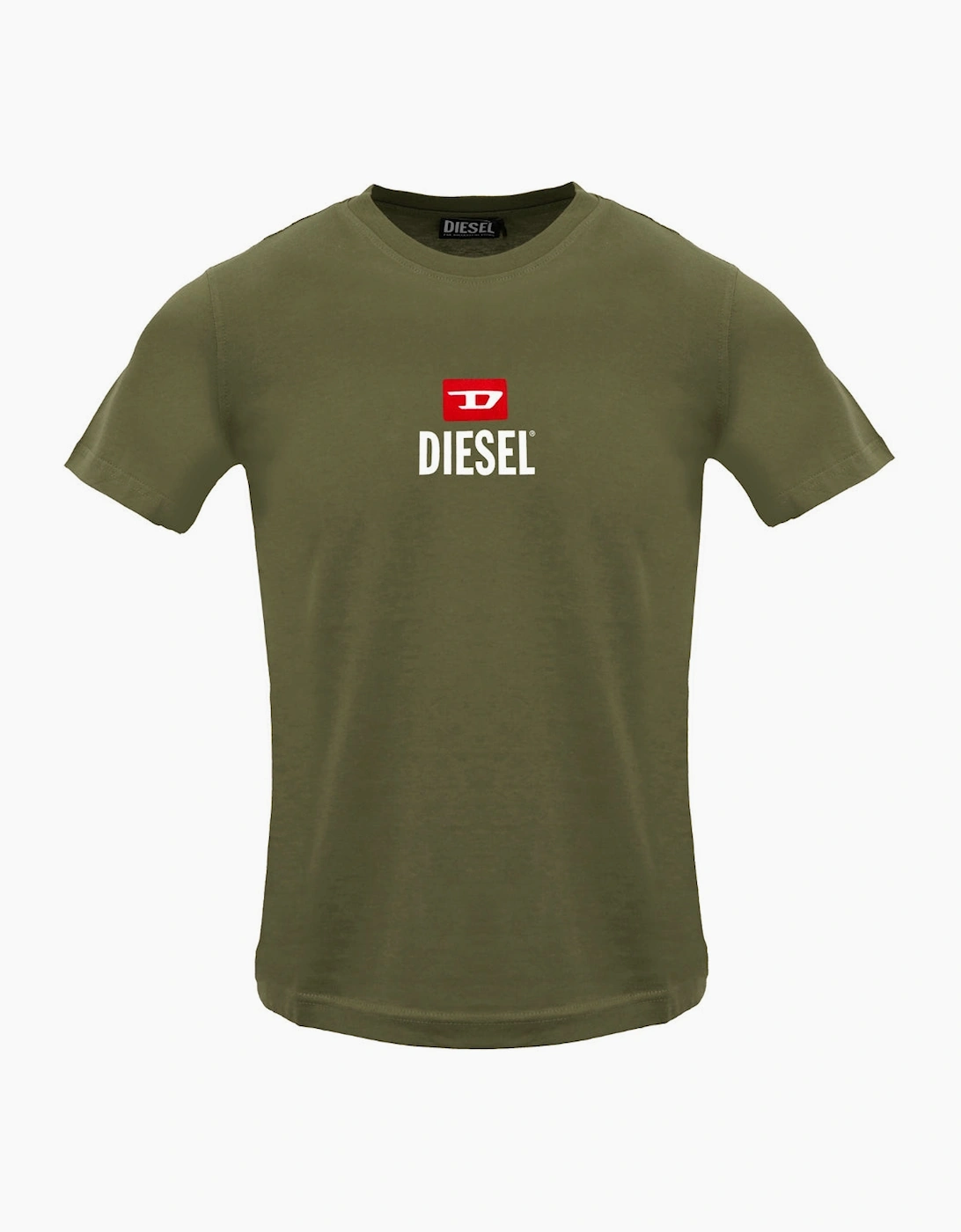 Diesel Men's Tan Just New D Logo Green Deep Depths T-Shirt  40 L