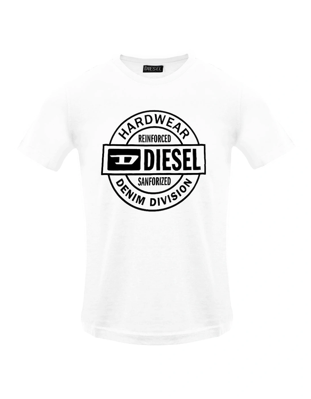 Diesel Men's White Circle Hardwear Logo Bright T-Shirt  36 S