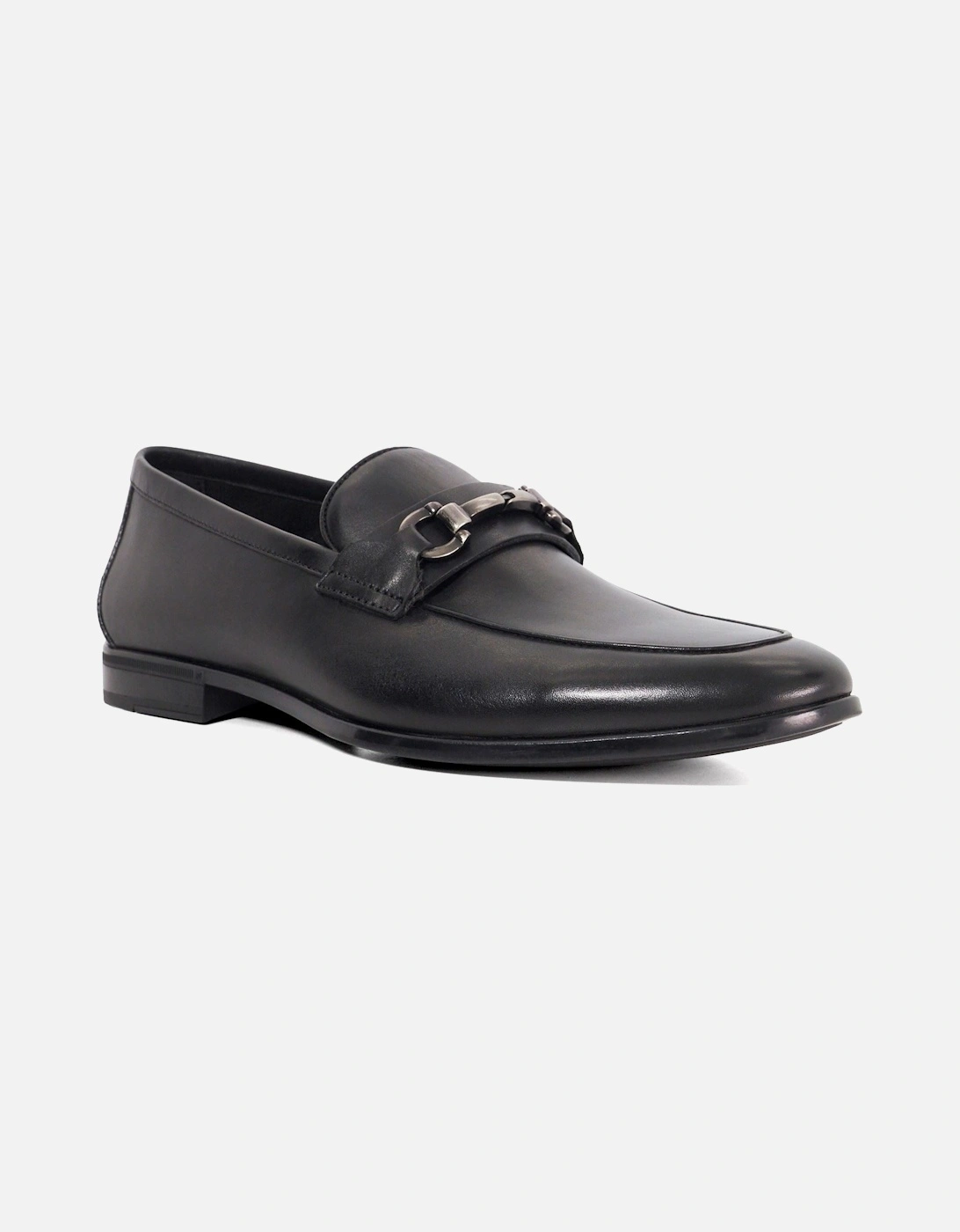 Dune Seymore Leather Men's Black Slip-On Shoes, 6 of 5