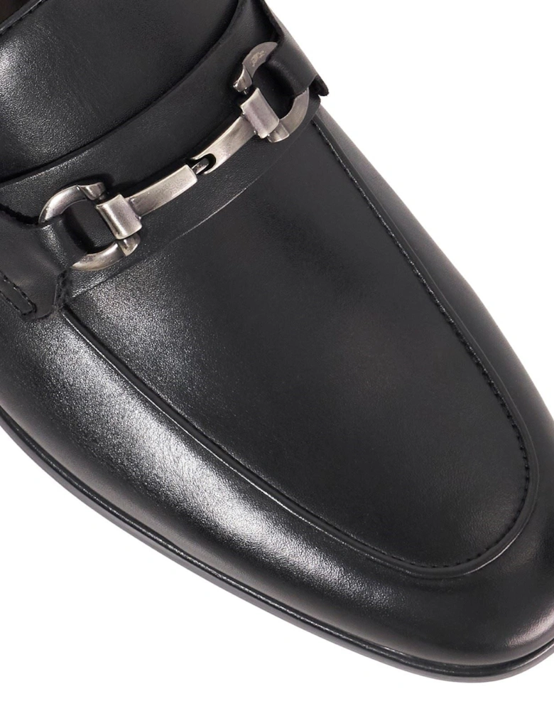 Dune Seymore Leather Men's Black Slip-On Shoes