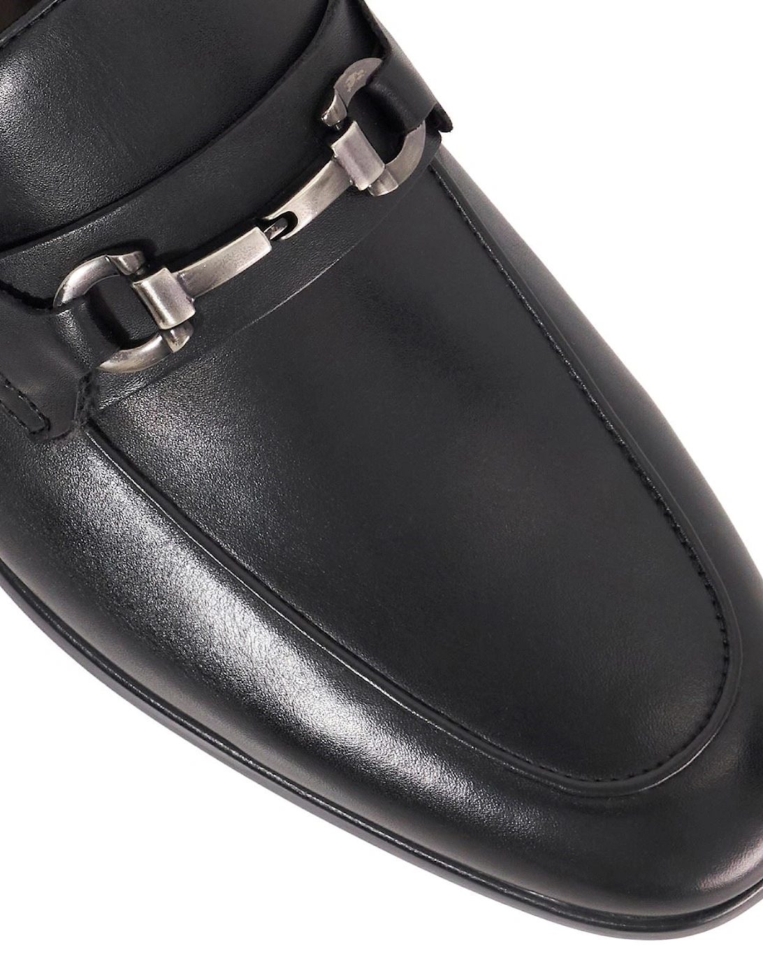 Dune Seymore Leather Men's Black Slip-On Shoes