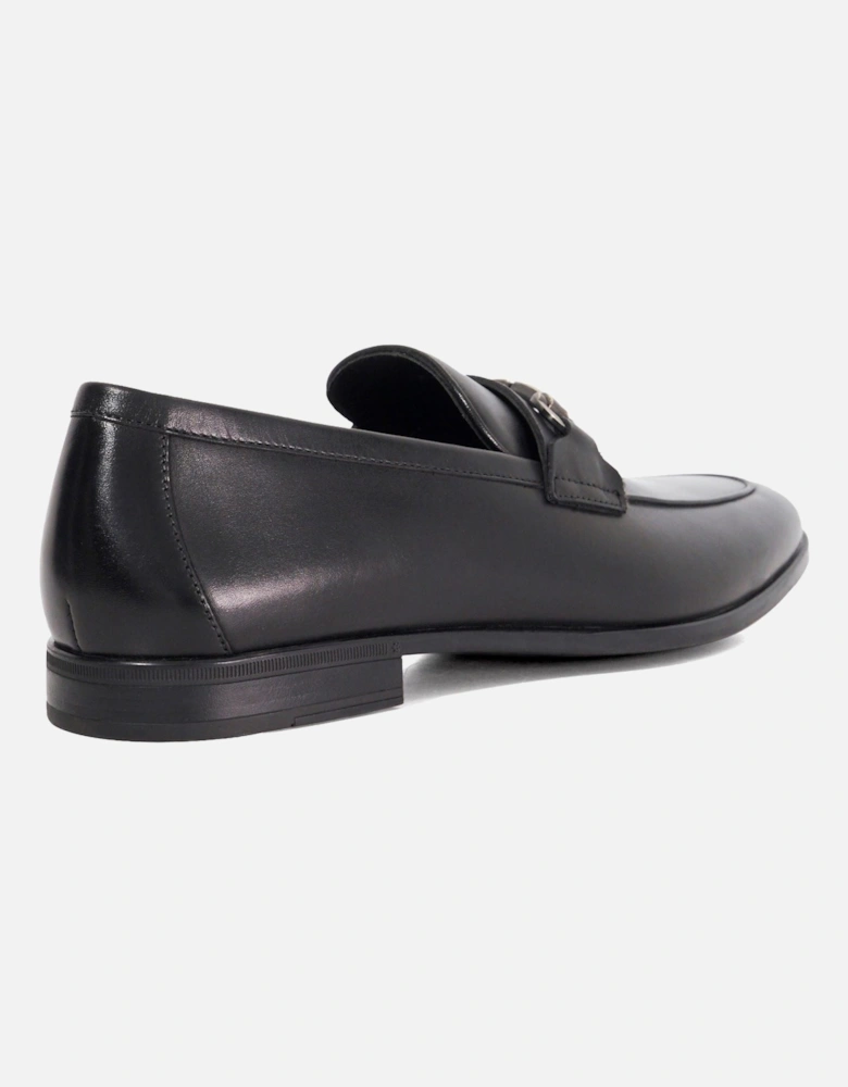Dune Seymore Leather Men's Black Slip-On Shoes