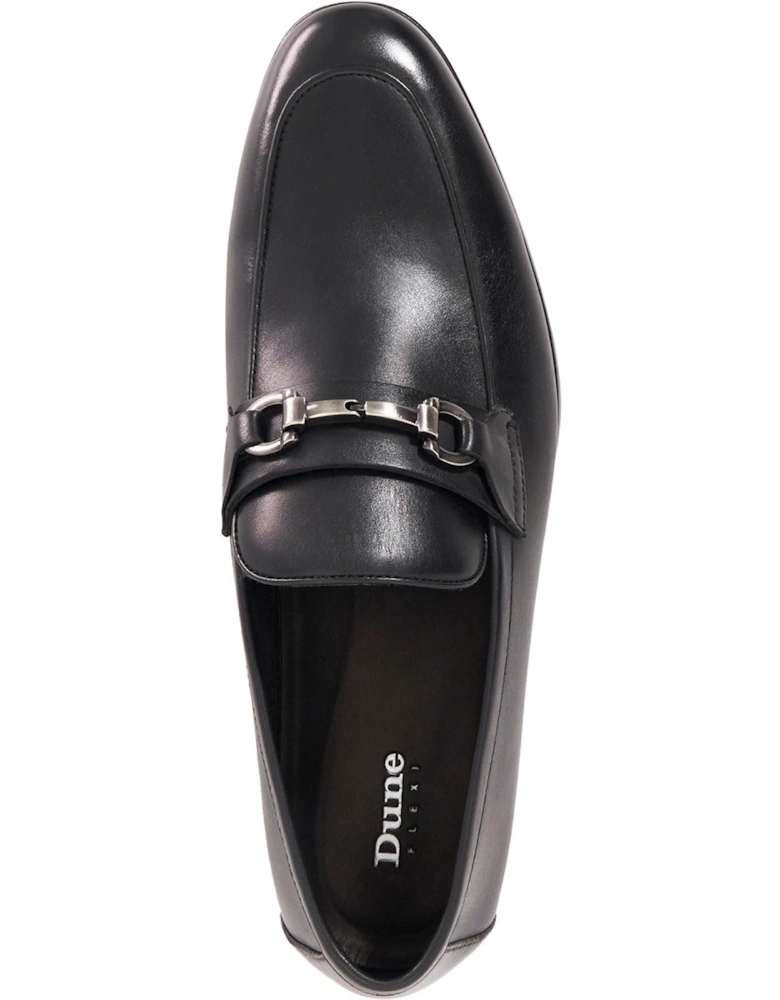Dune Seymore Leather Men's Black Slip-On Shoes