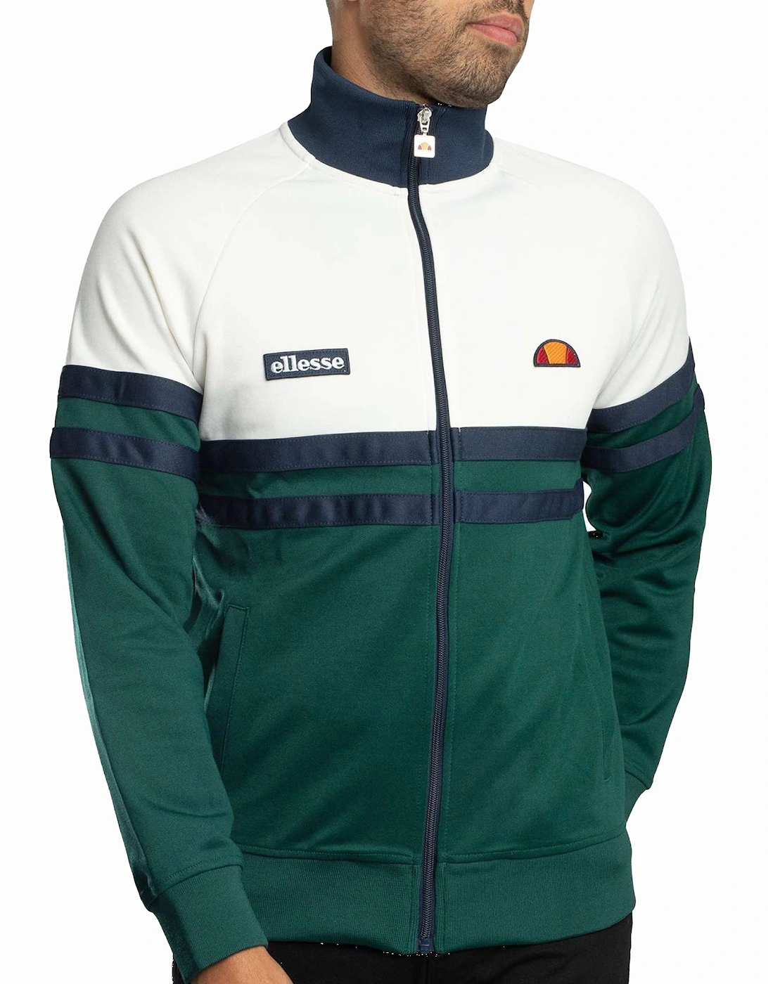 Rimini Track Top Jacket Off White/Dark Green