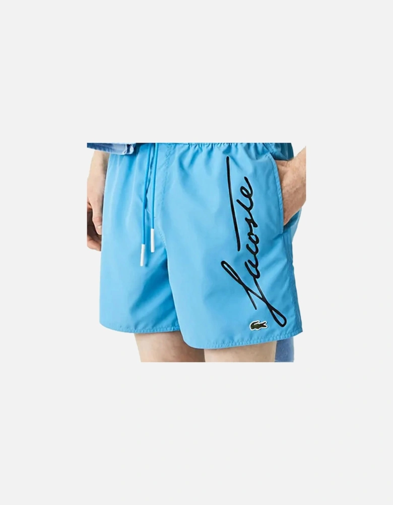 Light Blue Signature Print Swimshorts