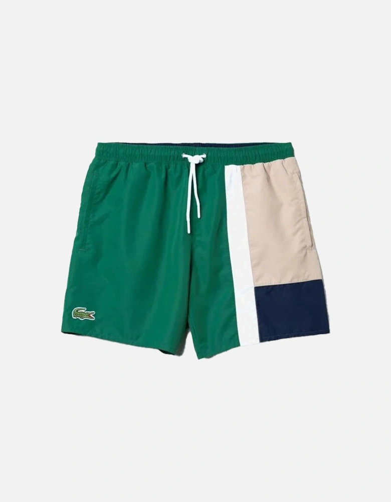 Green Colour Block Swimshorts