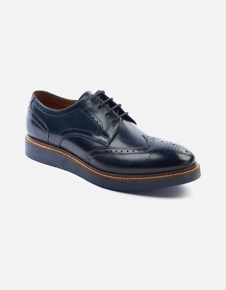 London Joe Leather Men's Navy Brogues Shoes
