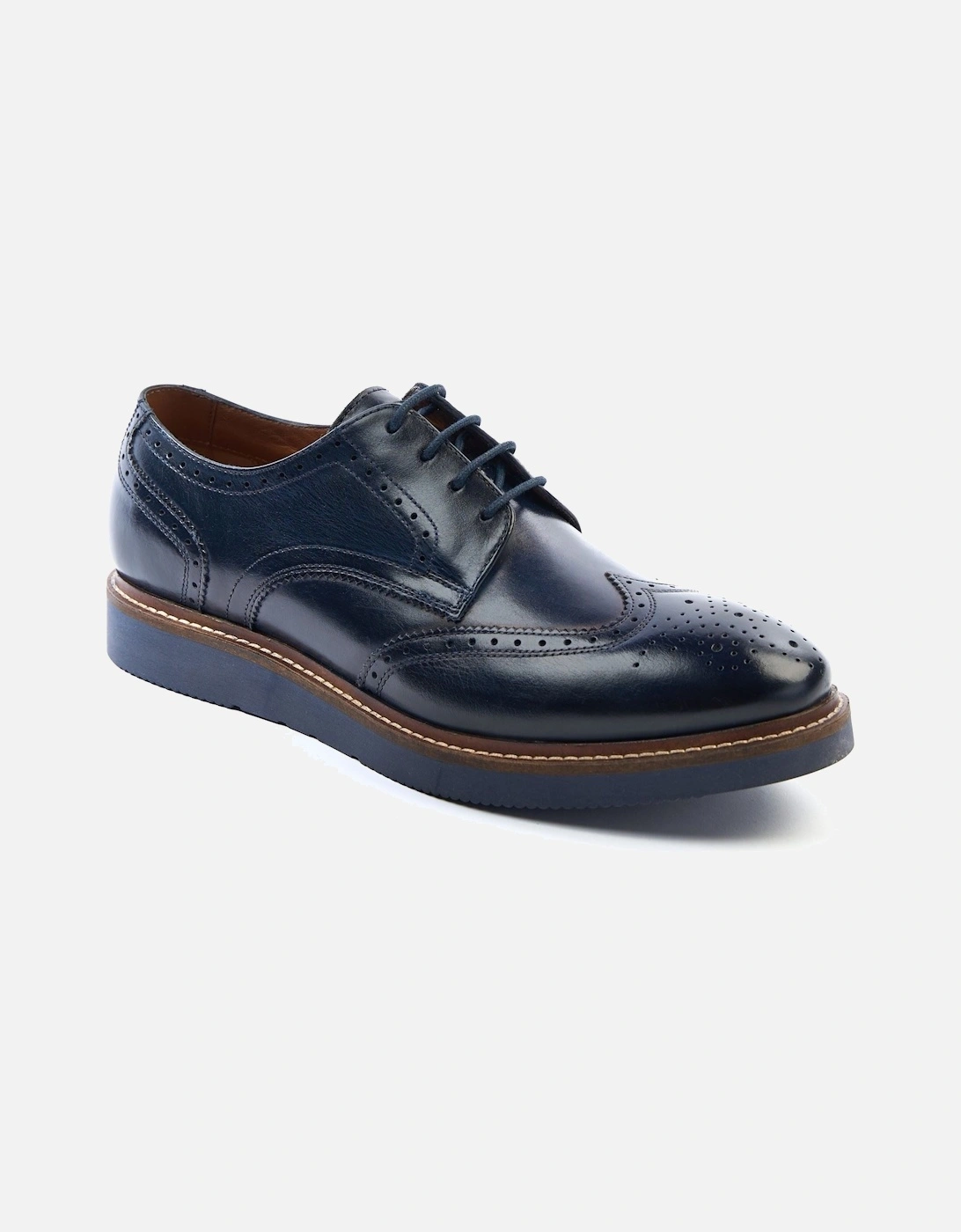 London Joe Leather Men's Navy Brogues Shoes, 7 of 6