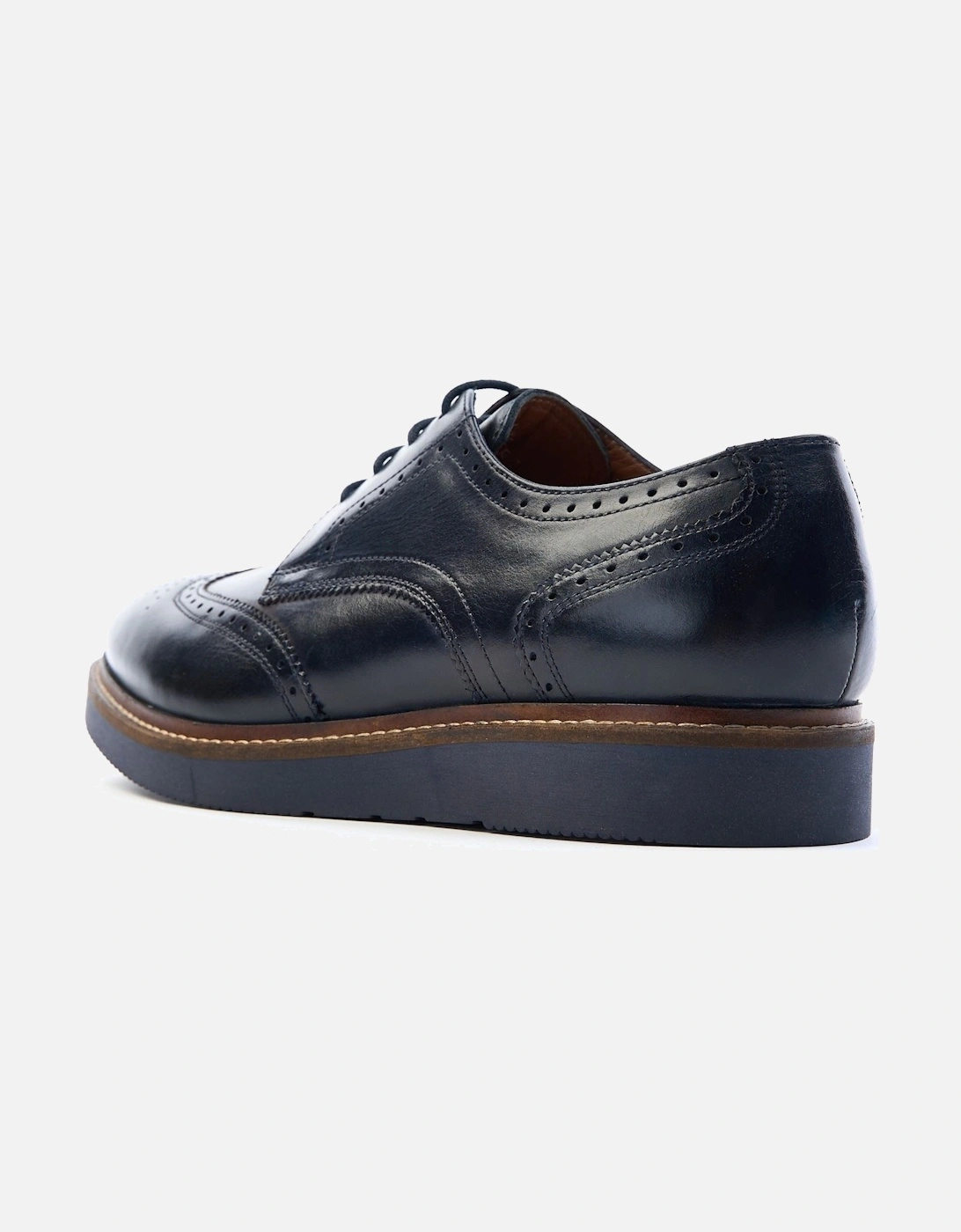 London Joe Leather Men's Navy Brogues Shoes