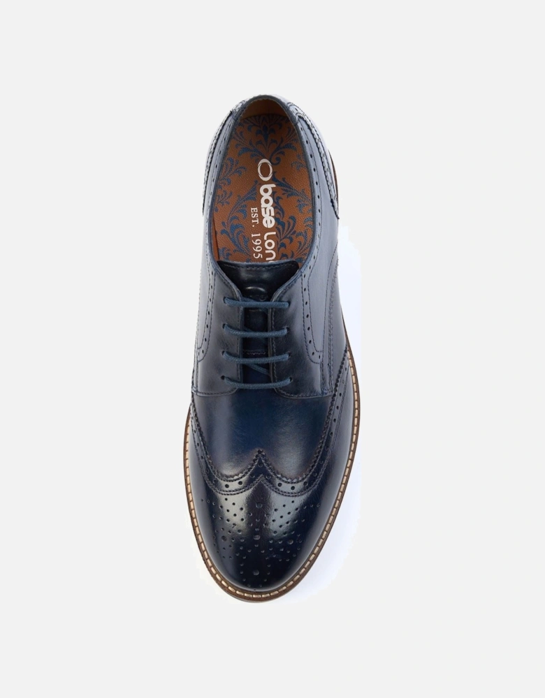 London Joe Leather Men's Navy Brogues Shoes