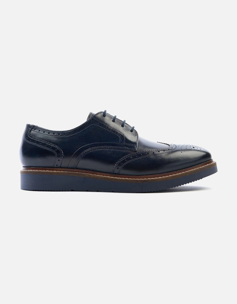 London Joe Leather Men's Navy Brogues Shoes