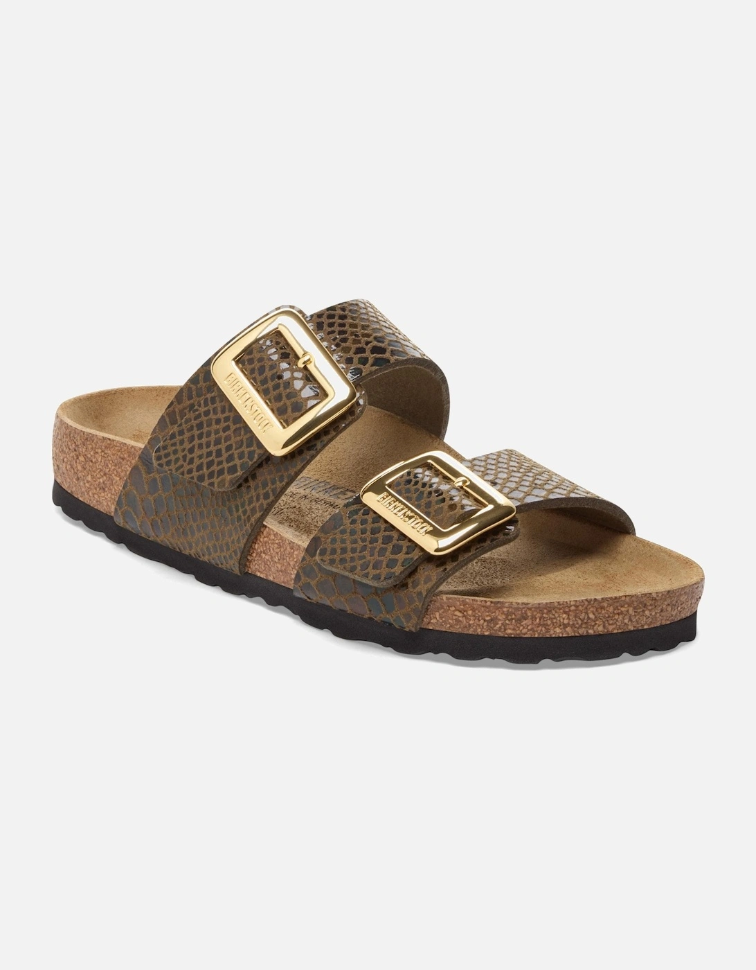 Sydney Big Buckle Synthetic Womens Sandals - Shiny Snake Sage, 2 of 1