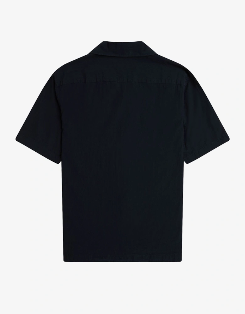 M7762 Lightweight Texture Revere Collar Shirt - Navy