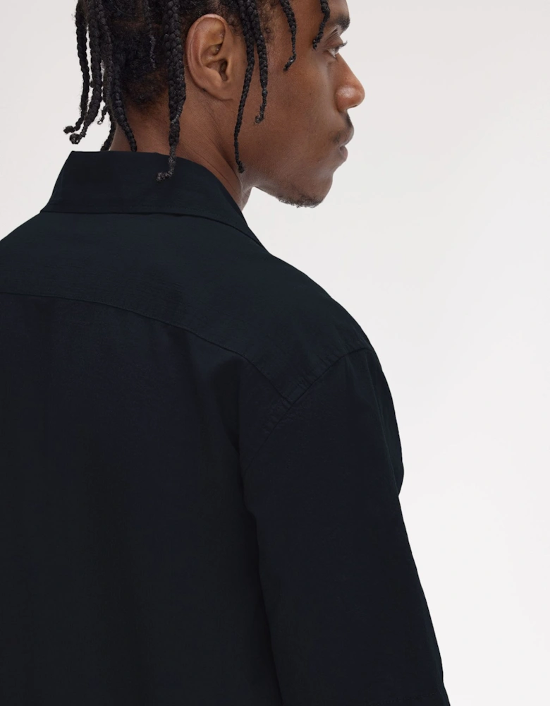 M7762 Lightweight Texture Revere Collar Shirt - Navy