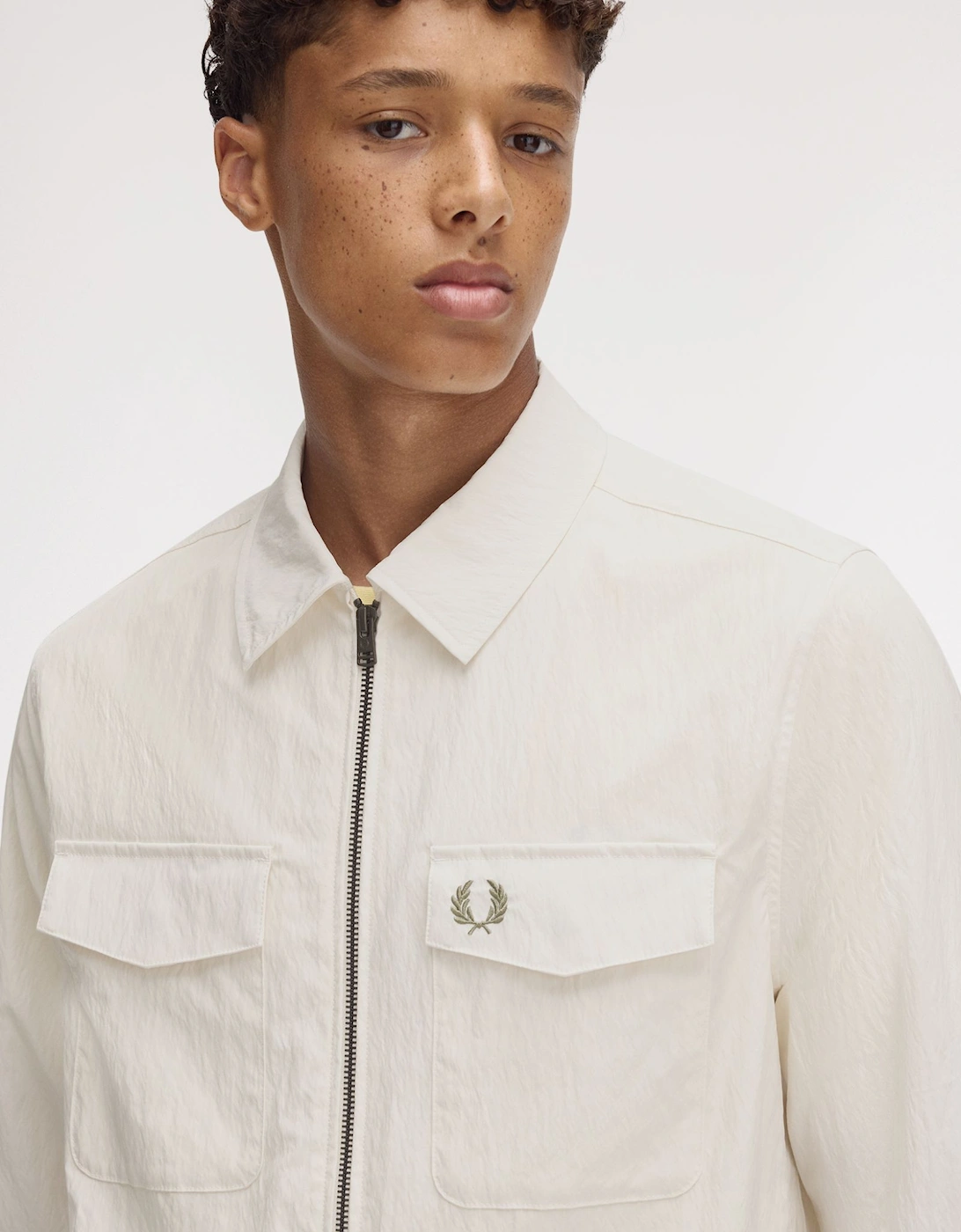M5684 Zip Through Overshirt - Light Ecru