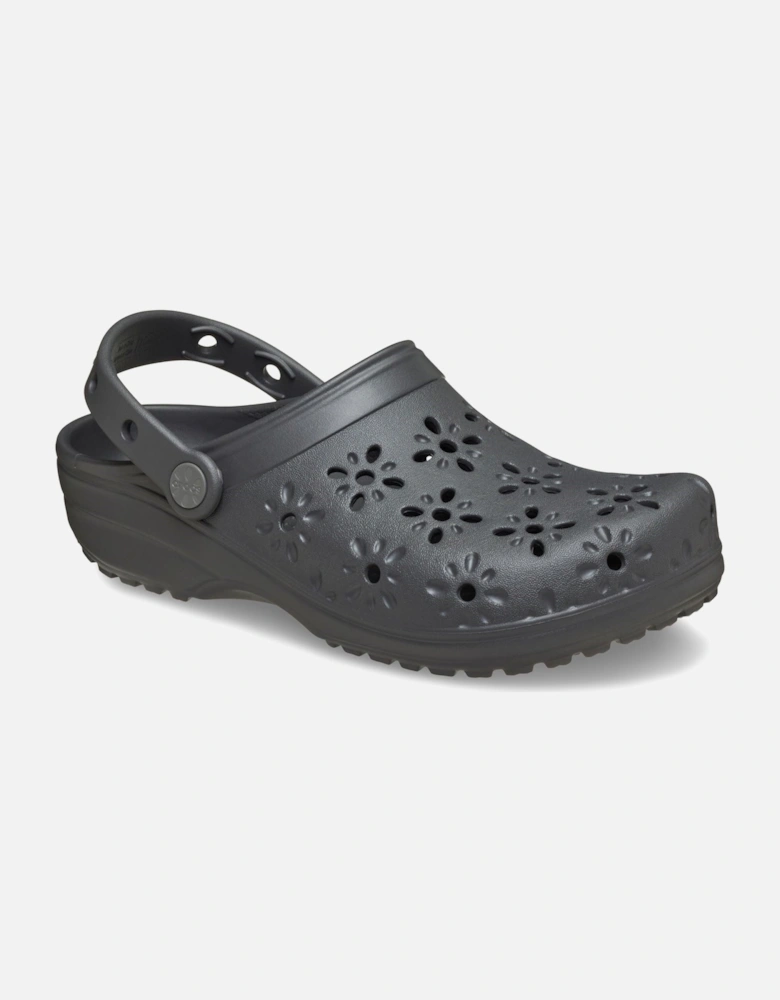 Classic Floral Cut Out Thermoplastic Black Sand Clogs