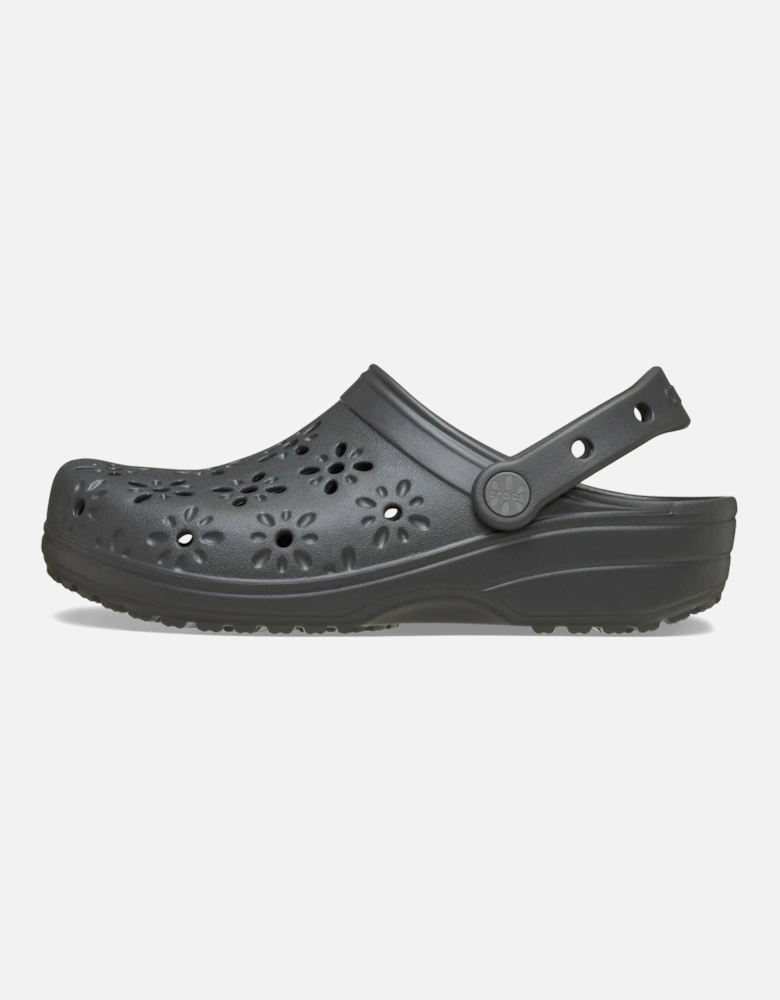 Classic Floral Cut Out Thermoplastic Black Sand Clogs