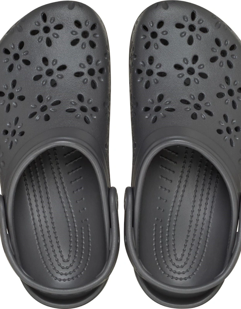 Classic Floral Cut Out Thermoplastic Black Sand Clogs