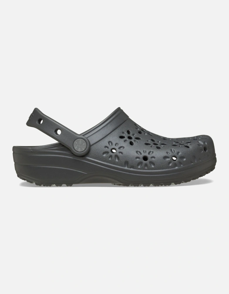 Classic Floral Cut Out Thermoplastic Black Sand Clogs