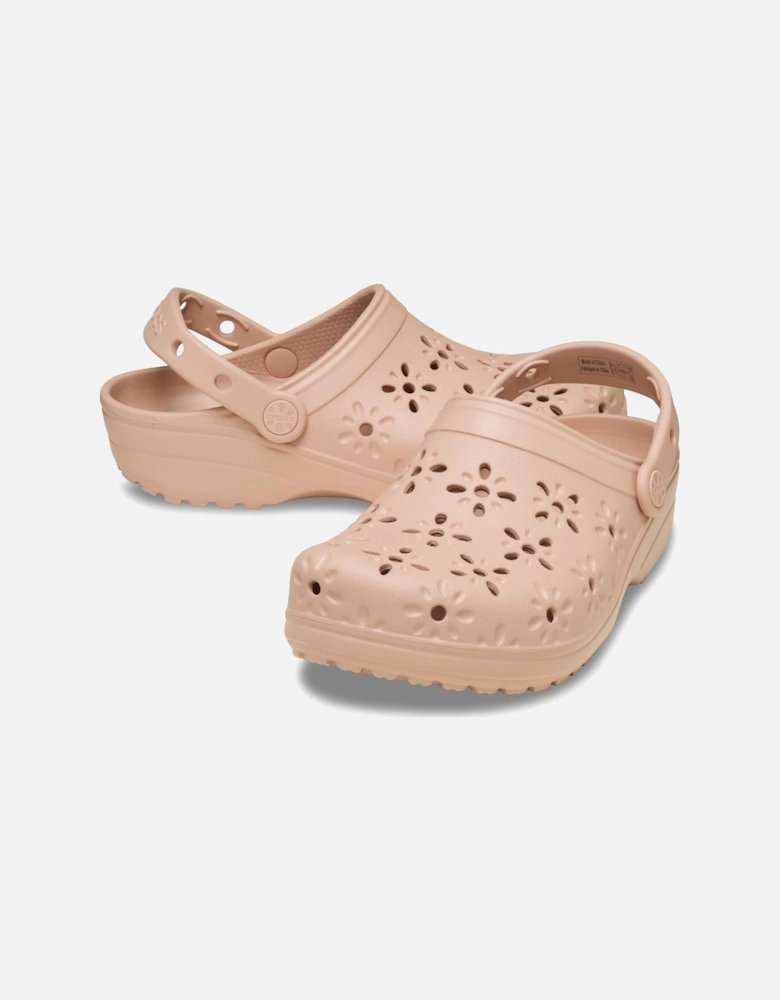 Classic Floral Cut Out Thermoplastic Pink Caramel Clogs