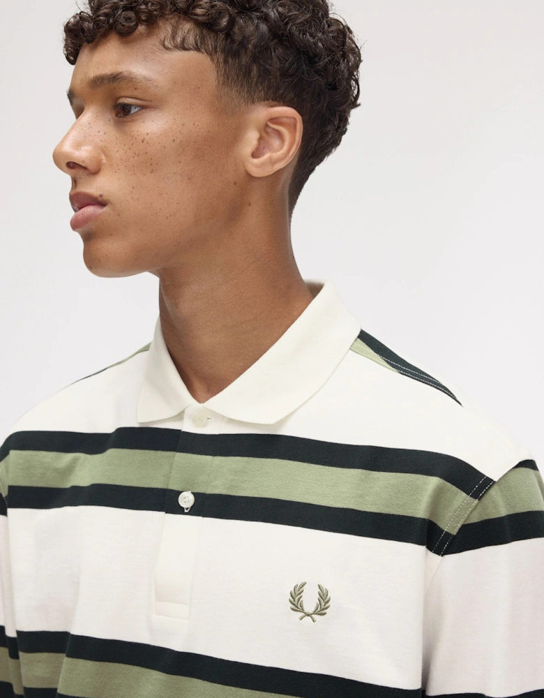 M9849 Jersey Stripe Polo Shirt - Light Ecru