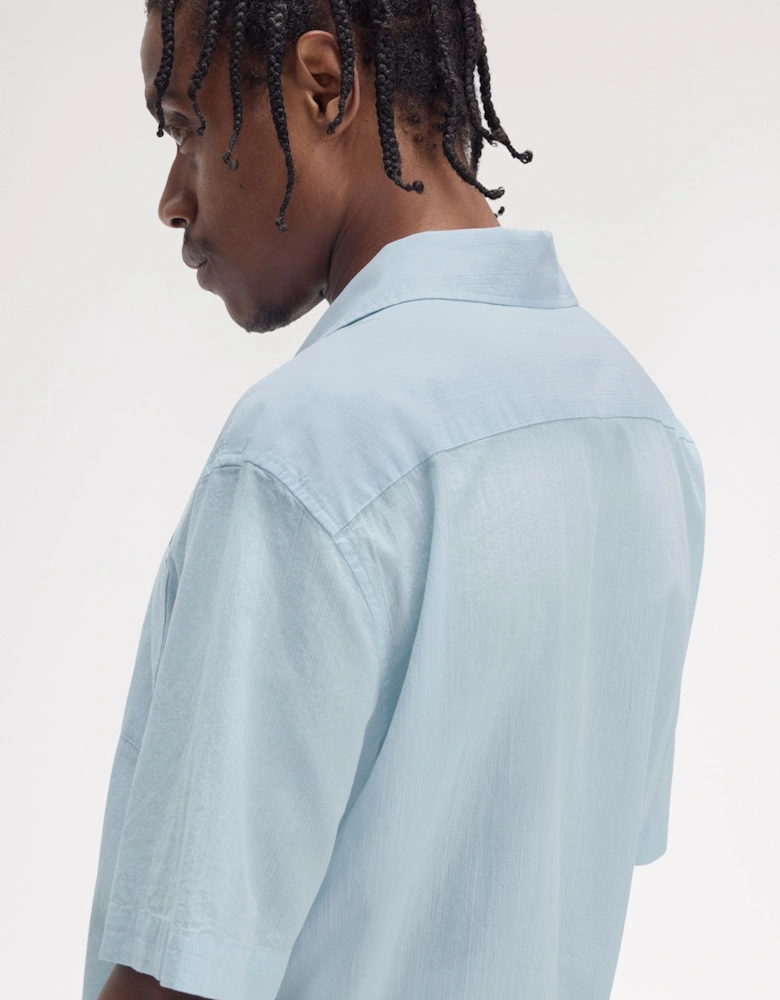 M7762 Lightweight Texture Revere Collar Shirt - Light Smoke