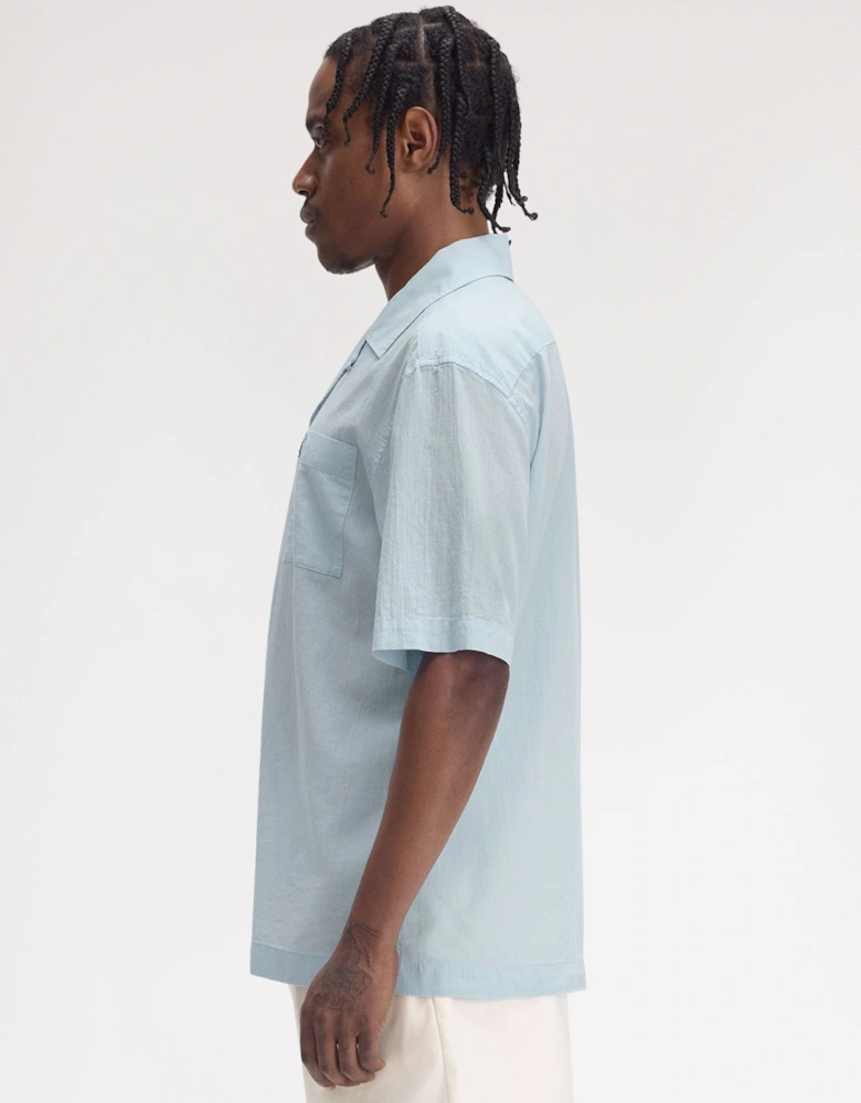M7762 Lightweight Texture Revere Collar Shirt - Light Smoke