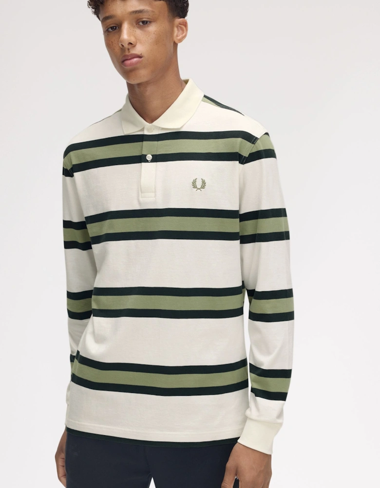 M9849 Jersey Stripe Polo Shirt - Light Ecru