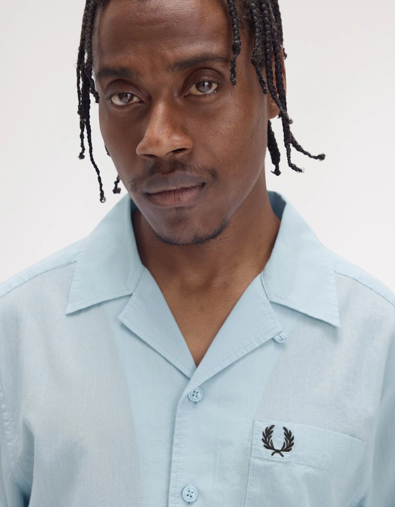 M7762 Lightweight Texture Revere Collar Shirt - Light Smoke