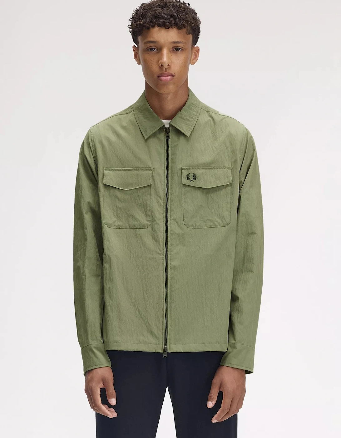 M5684 Zip Through Overshirt - Olive Mint